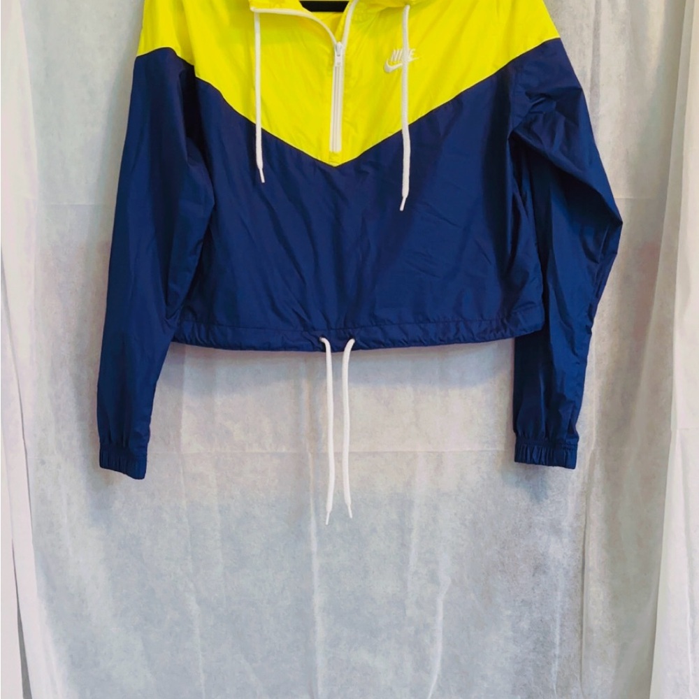Nike Women's Yellow and Blue Crop Windbreaker Jacket, sz.XS
